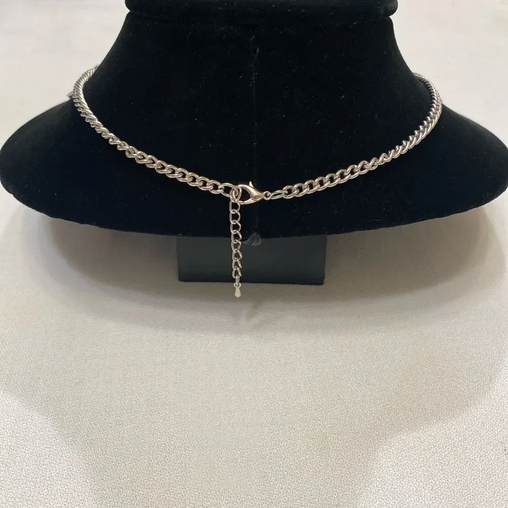 Vintage Silver Mod Mirrored Spiky Necklace